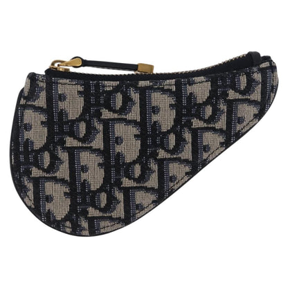 Christian Dior Vintage Saddle Zip Coin Purse Diorissimo Canvas, Navy, Canvas, Clutch
