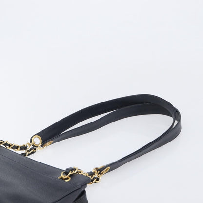 Chanel Vintage Zipped Chain Caviar, Black, Leather, Tote Bag