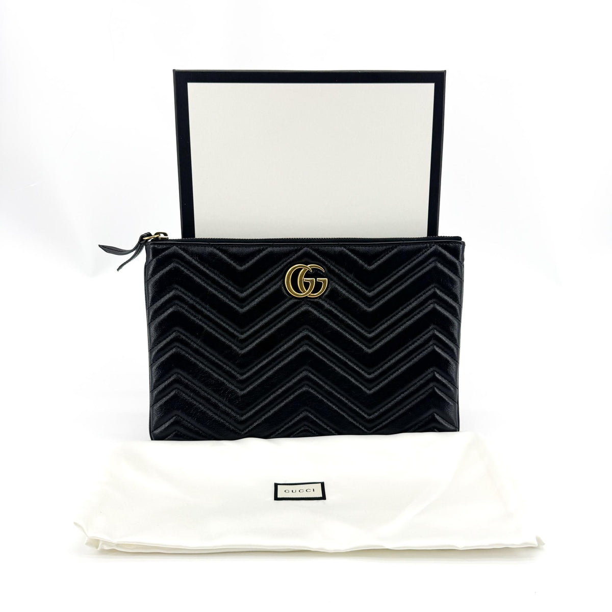 Gucci GG Marmont Pouch Matelasse Leather, Black, Leather, Clutch