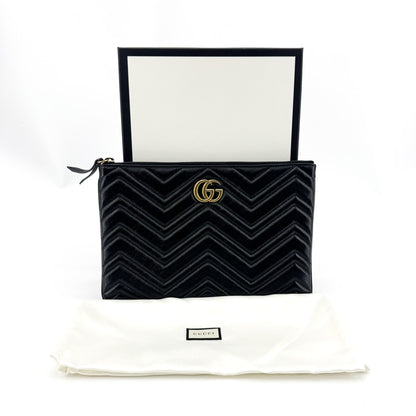 Gucci GG Marmont Pouch Matelasse Leather, Black, Leather, Clutch