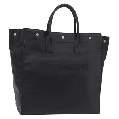 Saint Laurent Rive Gauche Shopper Embossed Leather, Black, Leather, Tote Bag