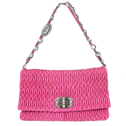 Miu Miu Crystal Clutch Matelasse Leather, Pink, Leather, Handbag