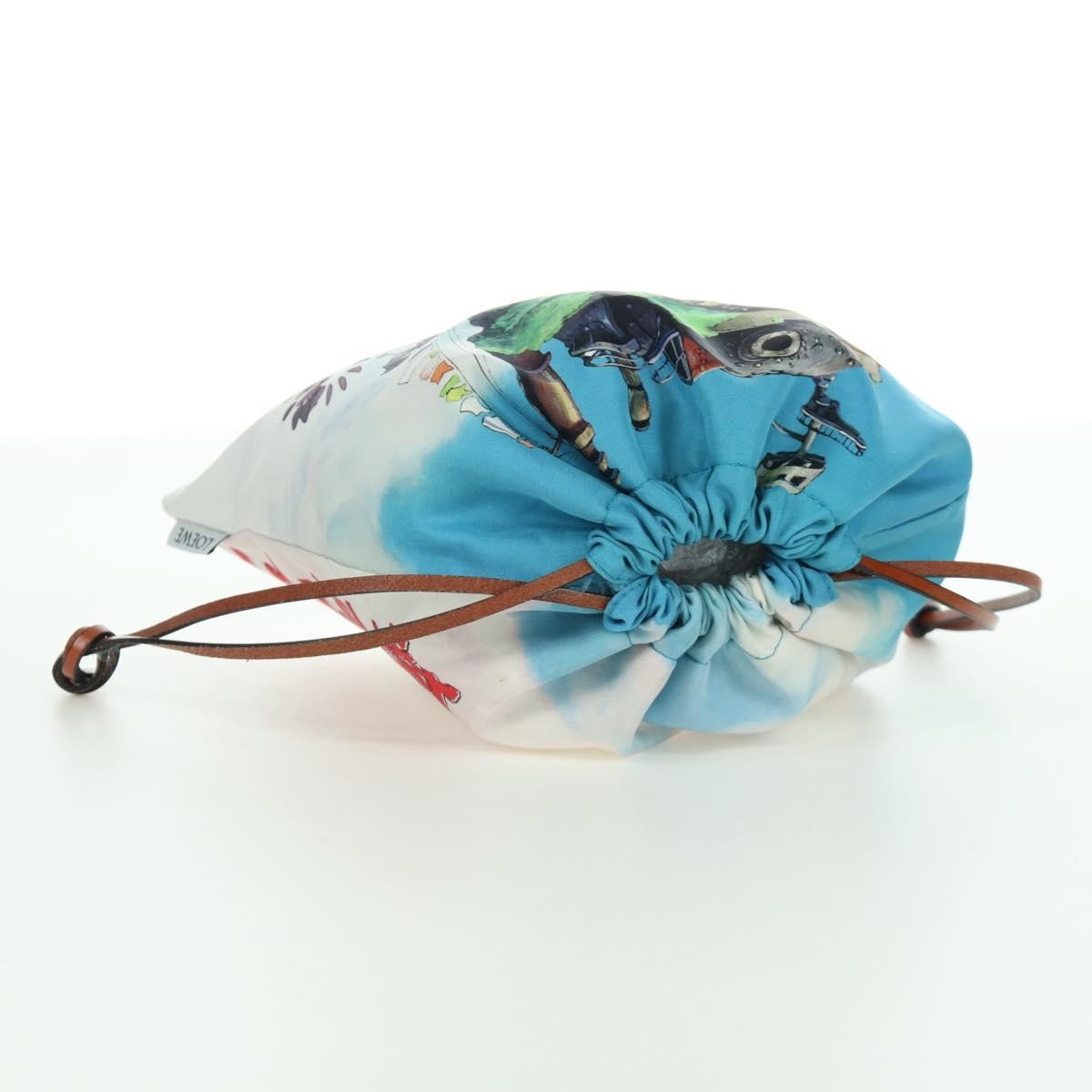 Loewe Paula Drawstring Printed Canvas, Blue, Canvas, Clutch