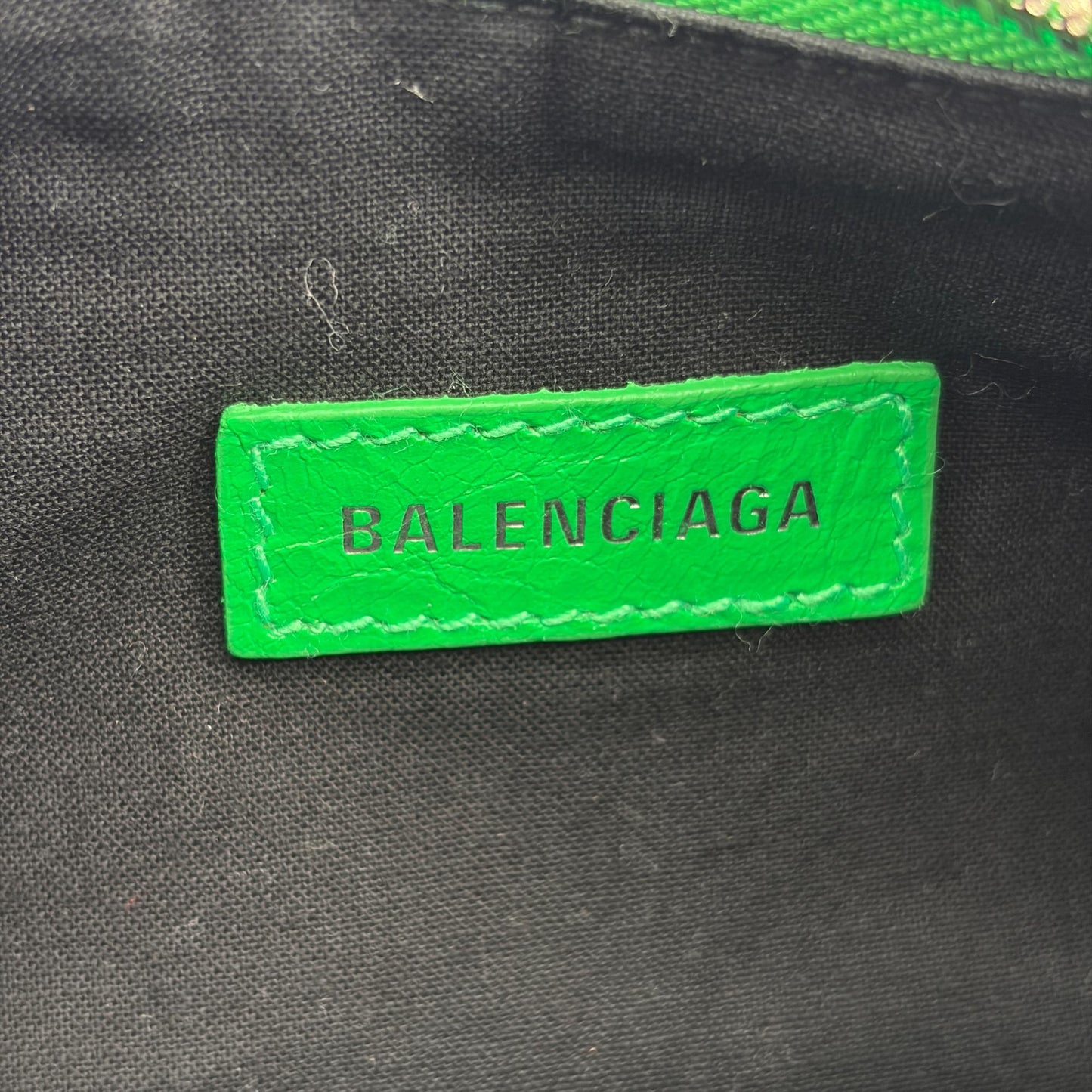 Balenciaga Le Cagole Giant Spikes Leather, Green, Leather, Shoulder Bag