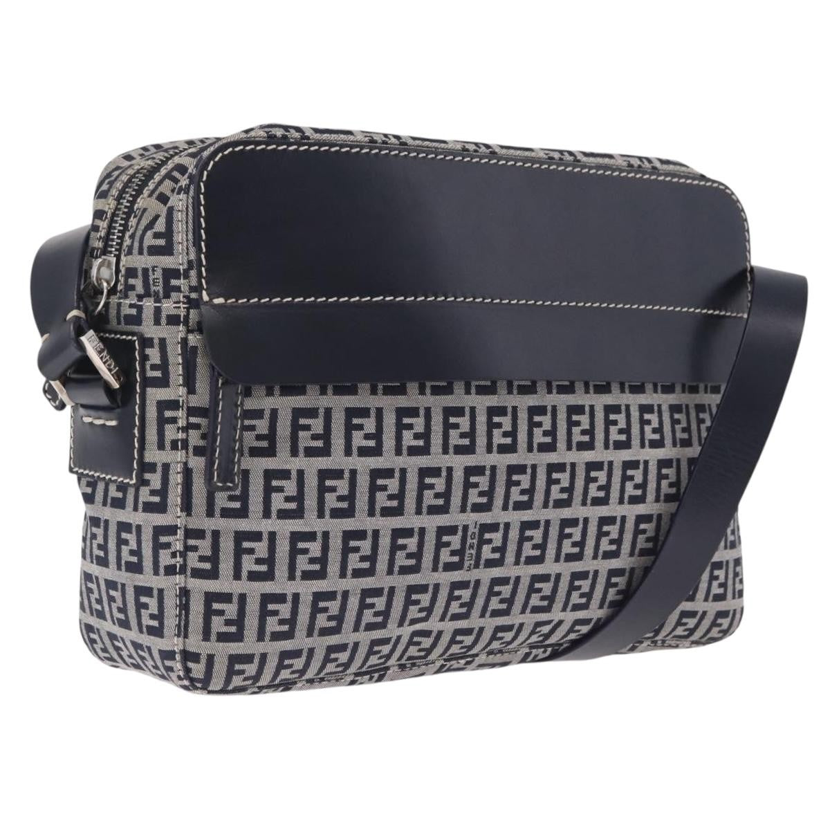 Fendi Shoulder Zucchino Canvas, Navy, Canvas, Shoulder Bag