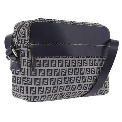 Fendi Shoulder Zucchino Canvas, Navy, Canvas, Shoulder Bag