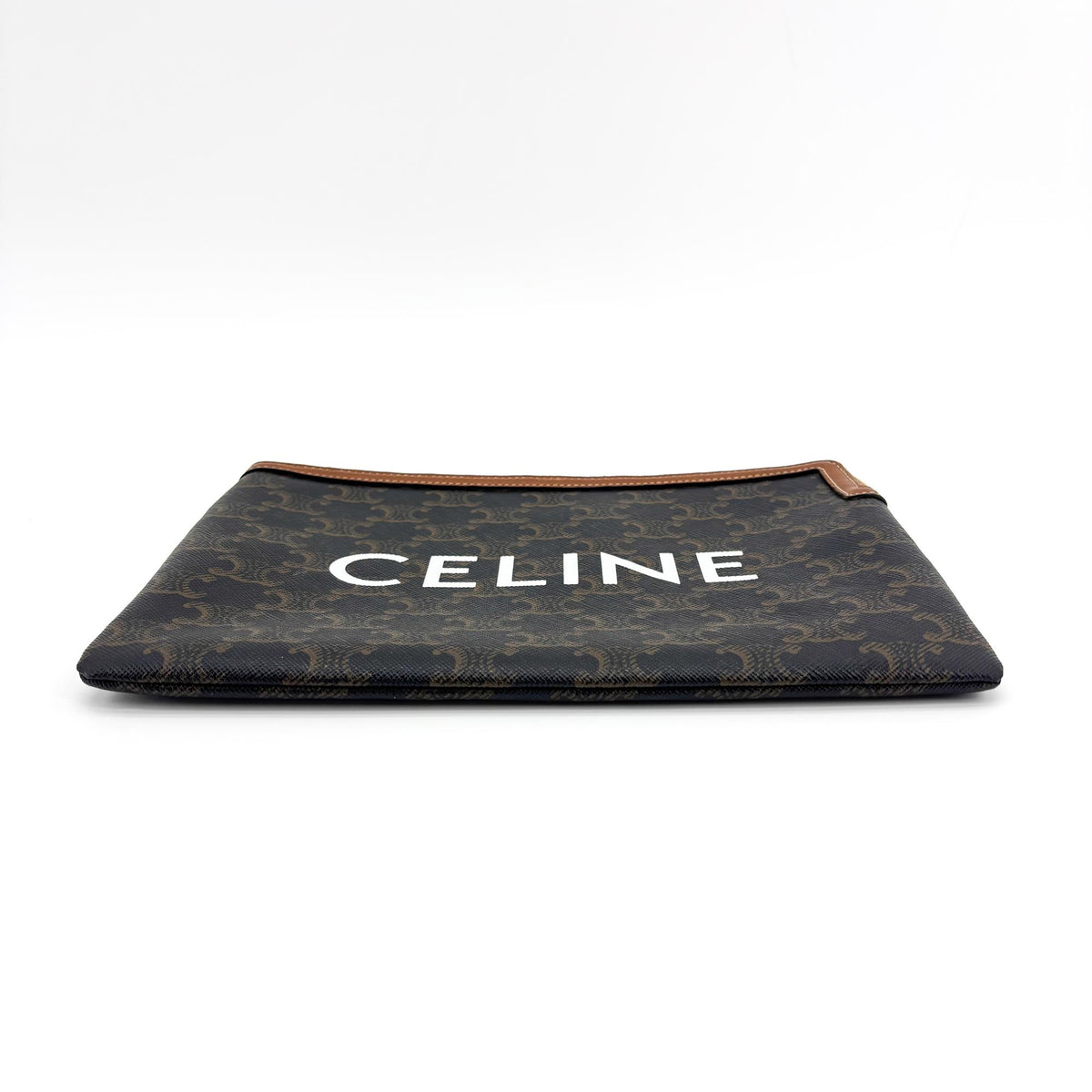 Celine Zip Triomphe Coated Canvas, Black, Canvas, Clutch