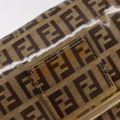 Fendi Mamma Baguette Zucca patent leather, Beige, Canvas, Shoulder Bag