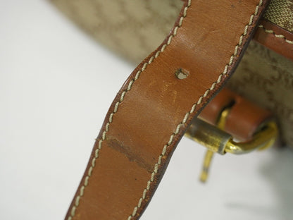 Celine Vintage Macadam Canvas and Leather, Beige, Canvas, Shoulder Bag
