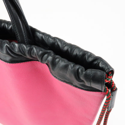 Gucci Logo Drawstring Printed Leather, Pink, Leather, Backpack