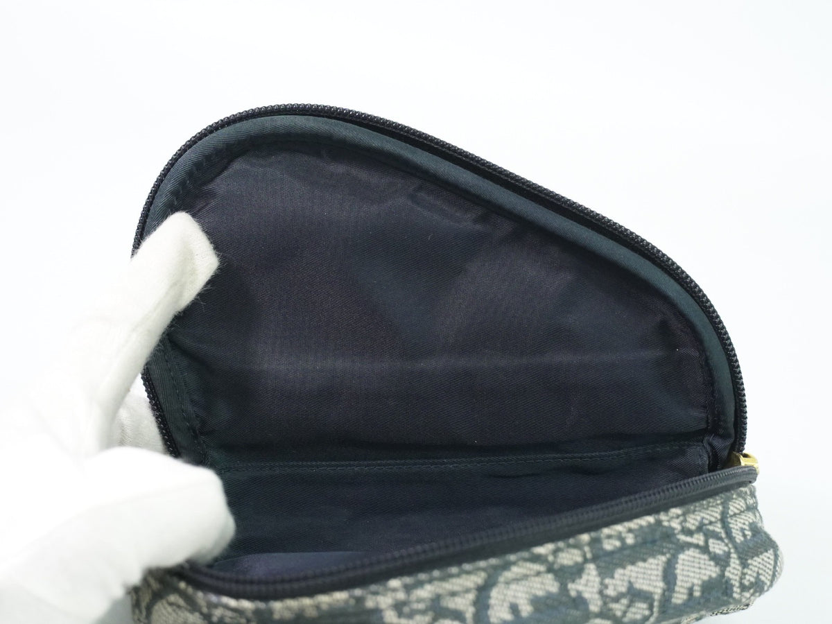 Christian Dior Saddle Zip Diorissimo Canvas, Navy, Canvas, Clutch