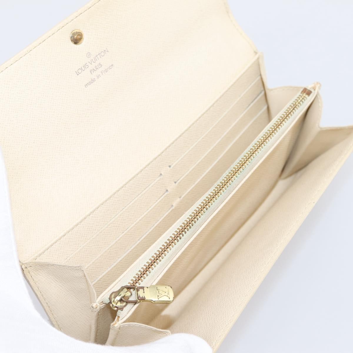 Louis Vuitton Sarah Damier, White, Canvas, Wallet