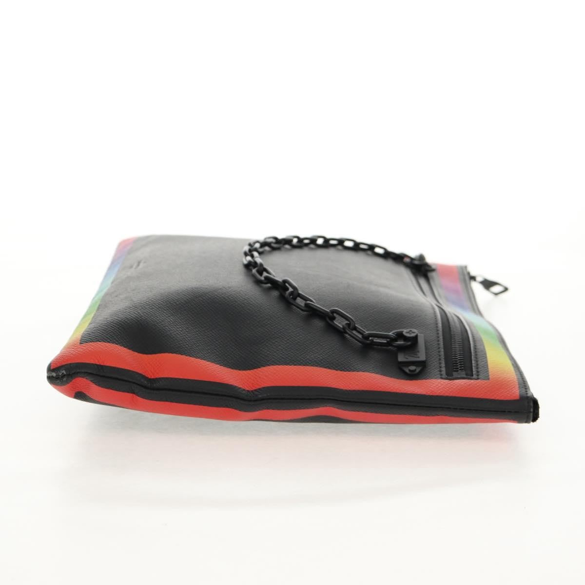 Louis Vuitton Pochette A4 Rainbow Taiga Leather, Black, Leather, Clutch