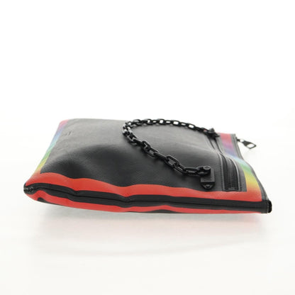 Louis Vuitton Pochette A4 Rainbow Taiga Leather, Black, Leather, Clutch