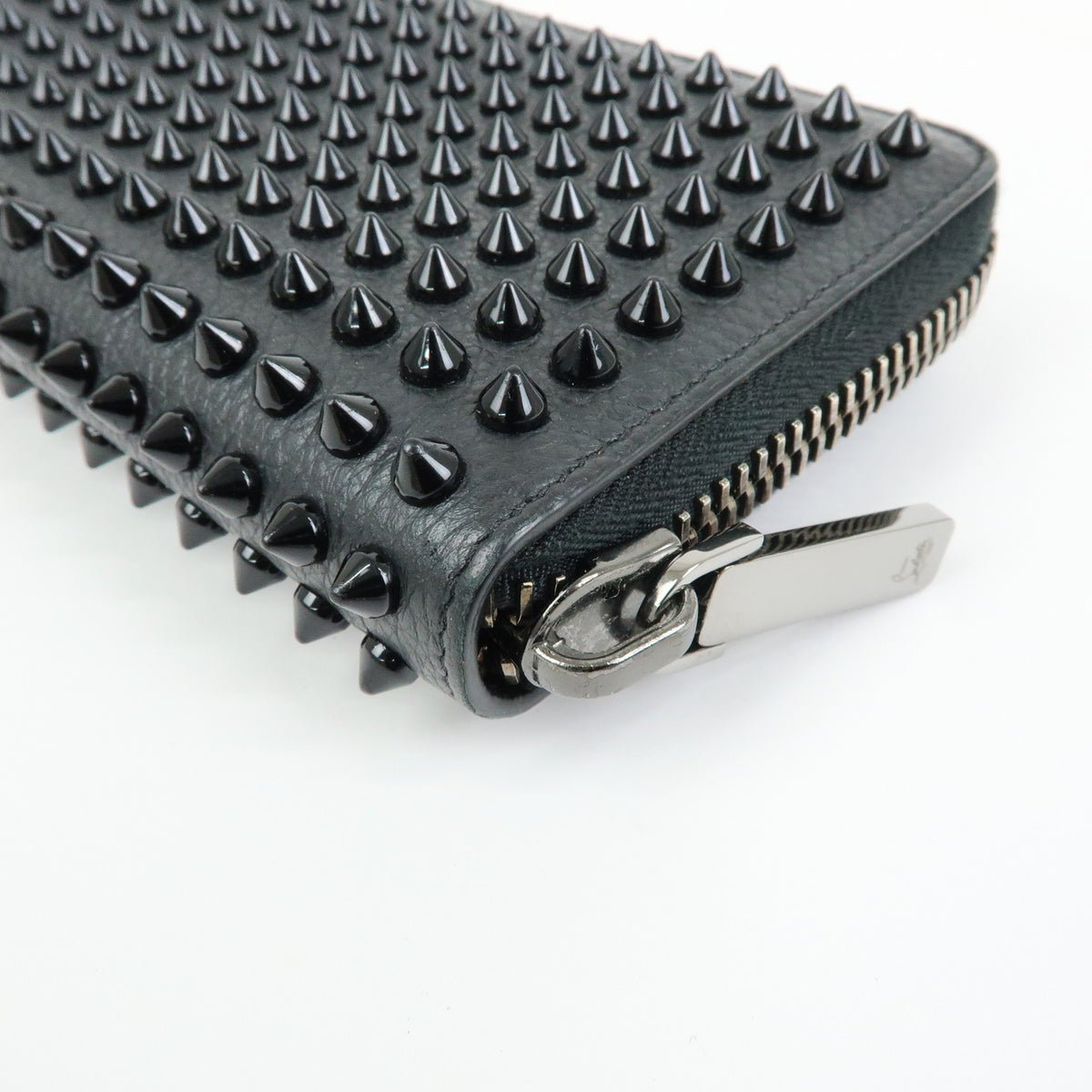 Christian Louboutin Panettone Spiked Leather, Black, Leather, Wallet