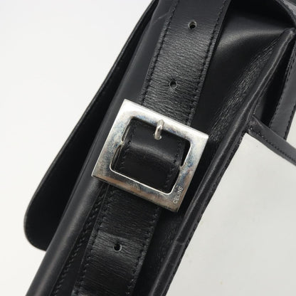 Celine Vintage Macadam Canvas, White, Leather, Shoulder Bag