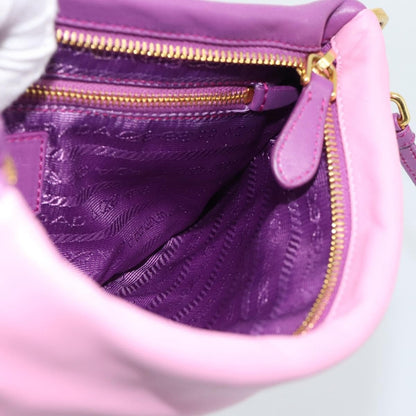 Prada Fold Over Chain Flap Soft Calf, Purple, Leather, Handbag