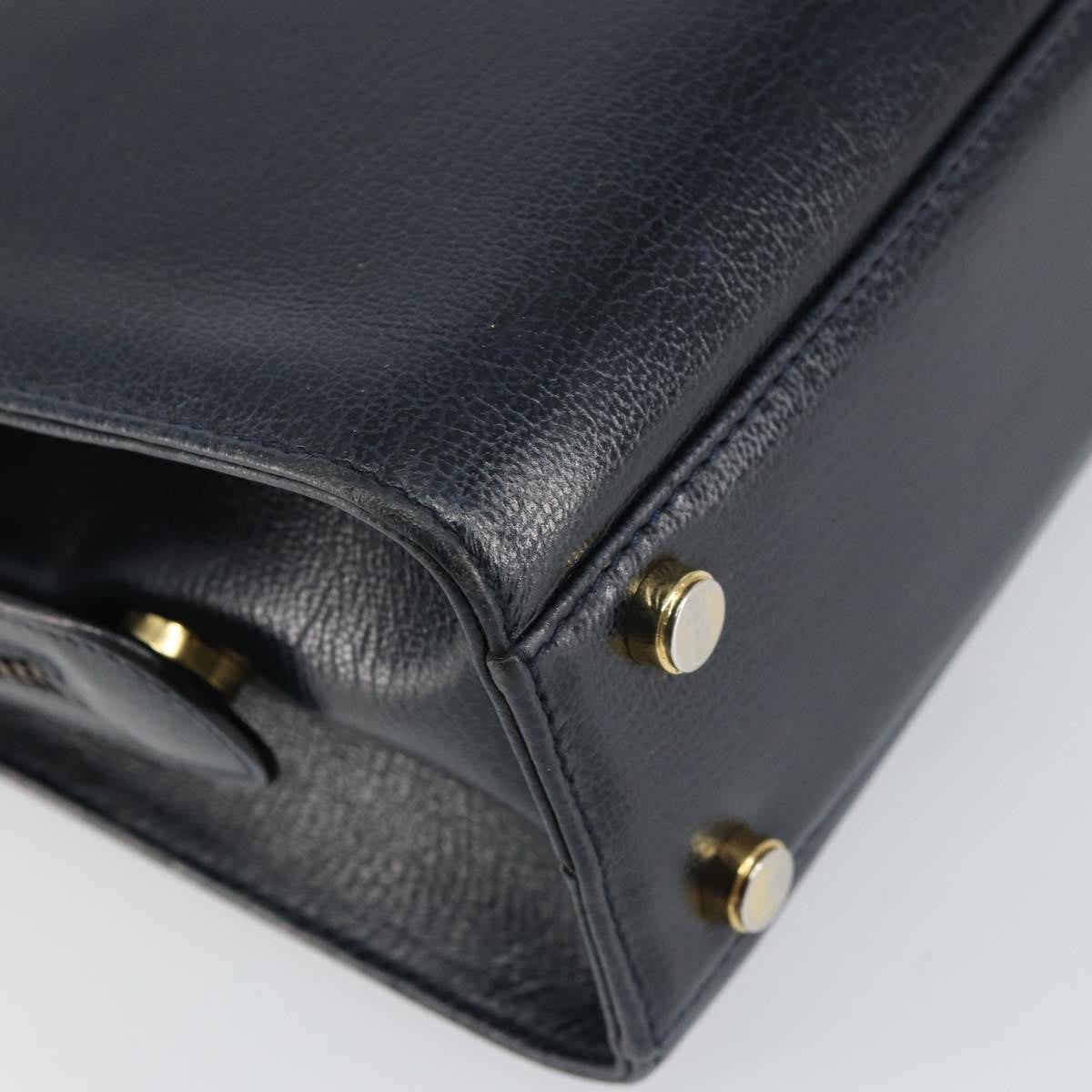 Salvatore Ferragamo Gancini Leather, Navy, Leather, Handbag