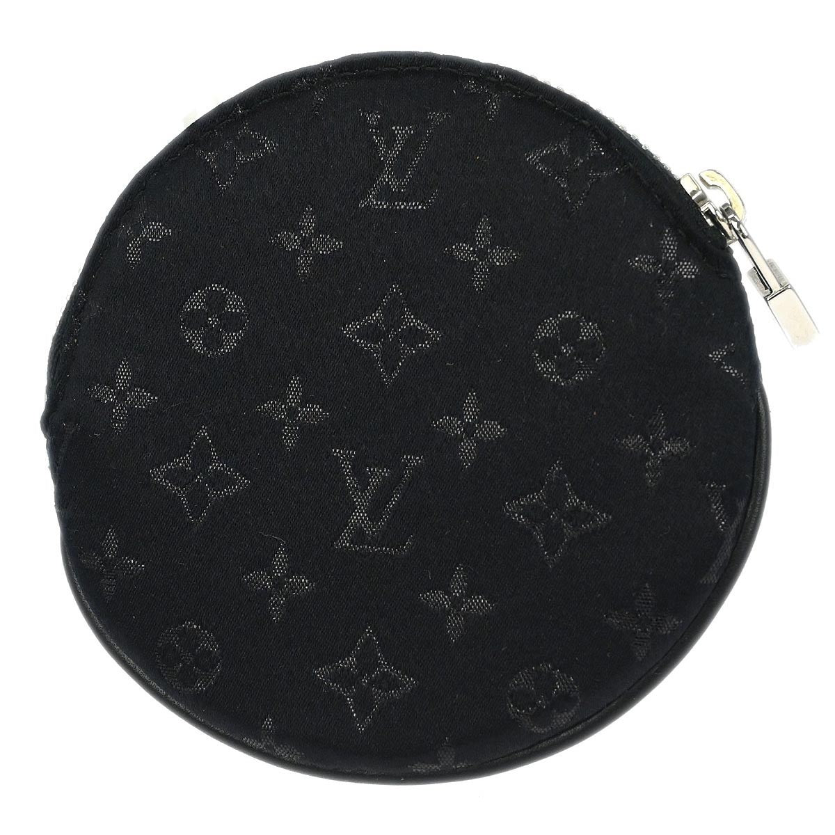 Louis Vuitton Round Coin Purse Limited Edition Monogram Silk, Black, Leather, Wallet