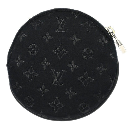 Louis Vuitton Round Coin Purse Limited Edition Monogram Silk, Black, Leather, Wallet
