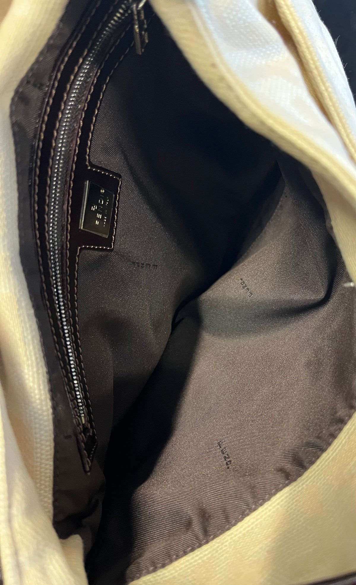 Fendi Vintage FF Belted Hobo Canvas, Beige, Canvas, Shoulder Bag