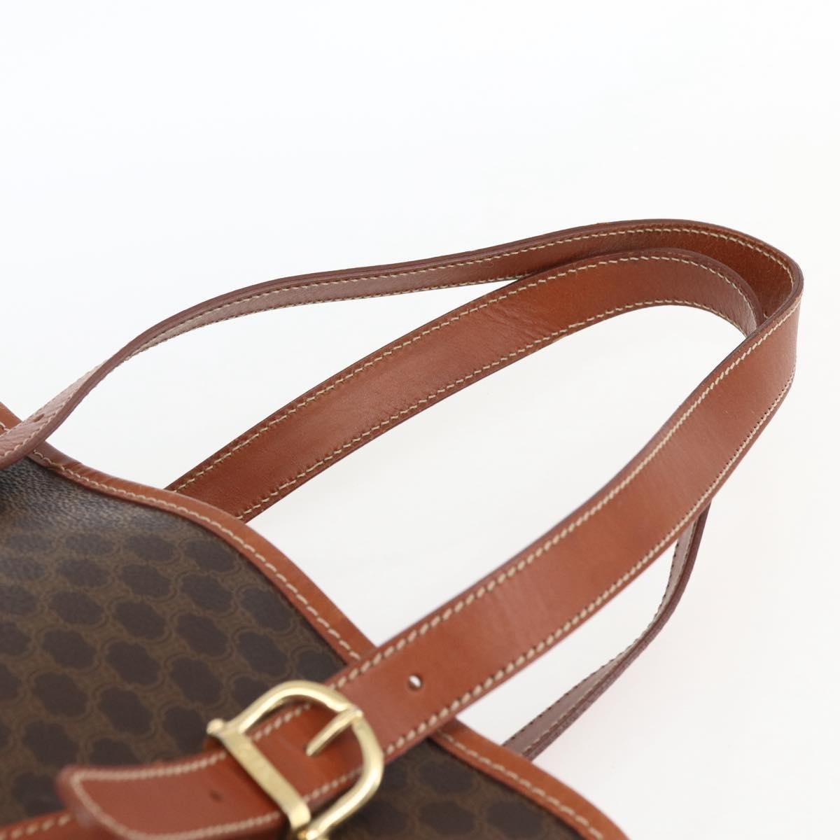 Celine Vintage Macadam Canvas and Leather, Brown, Canvas, Handbag