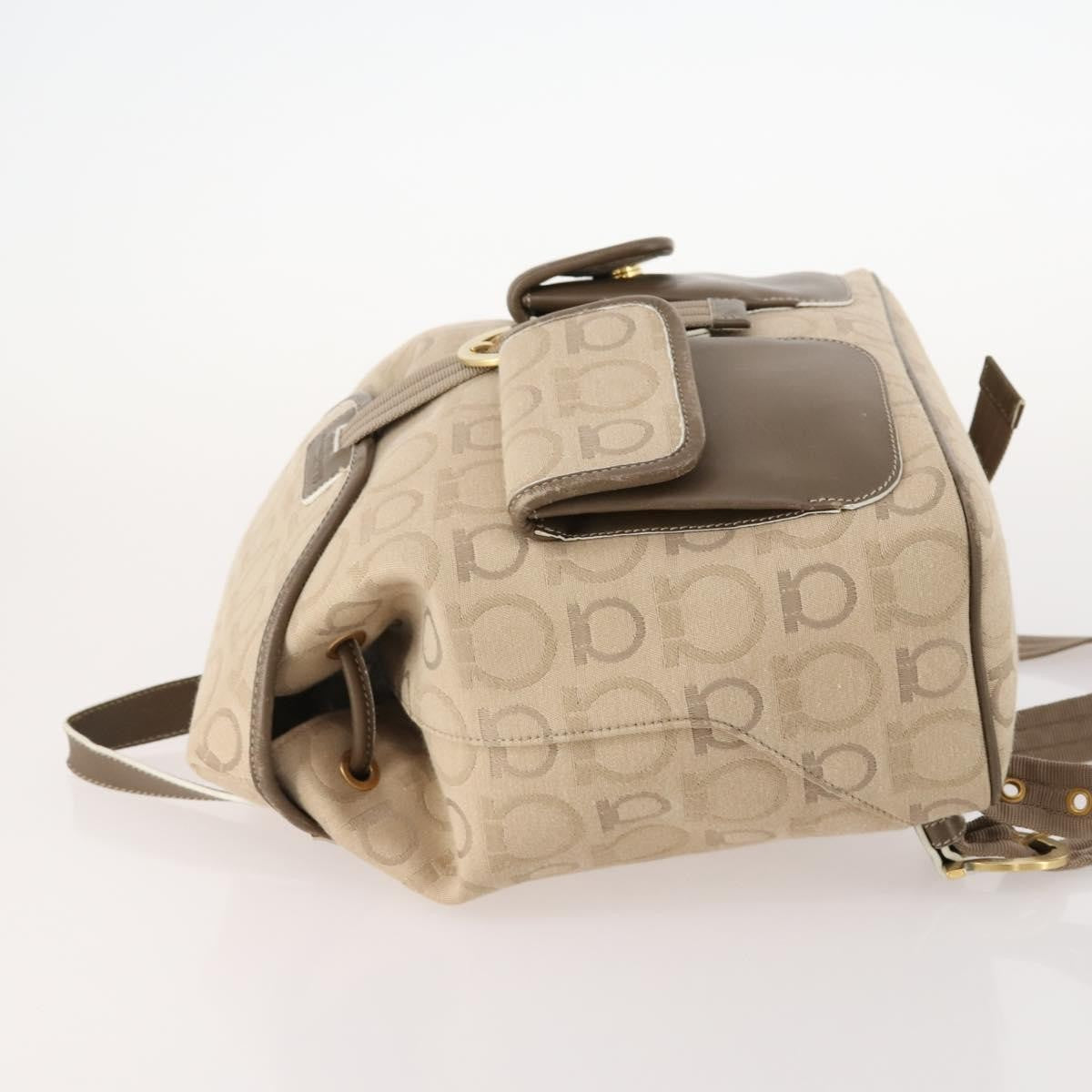 Salvatore Ferragamo Gancini Canvas, Beige, Canvas, Backpack
