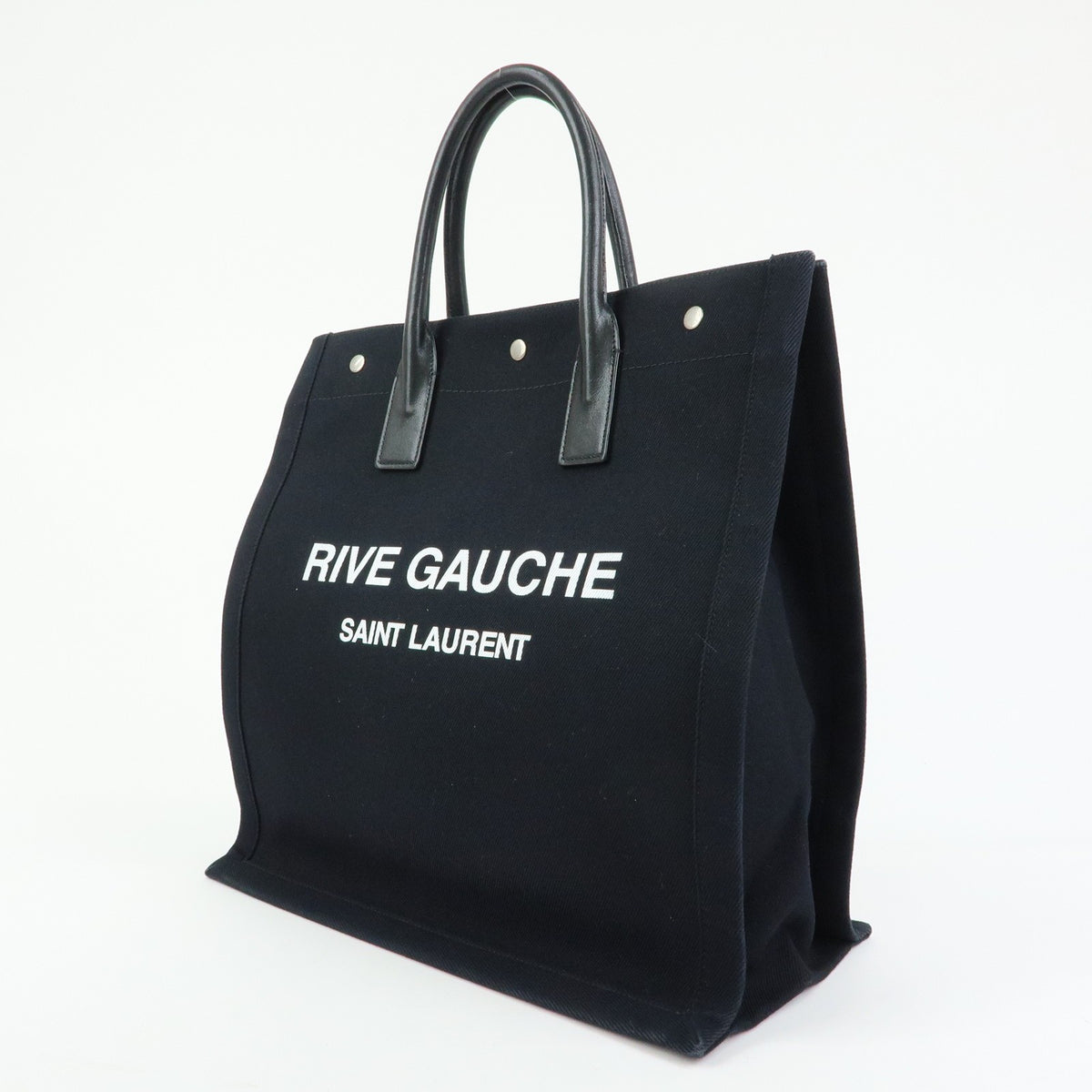 Saint Laurent Rive Gauche Shopper Canvas, Black, Canvas, Tote Bag