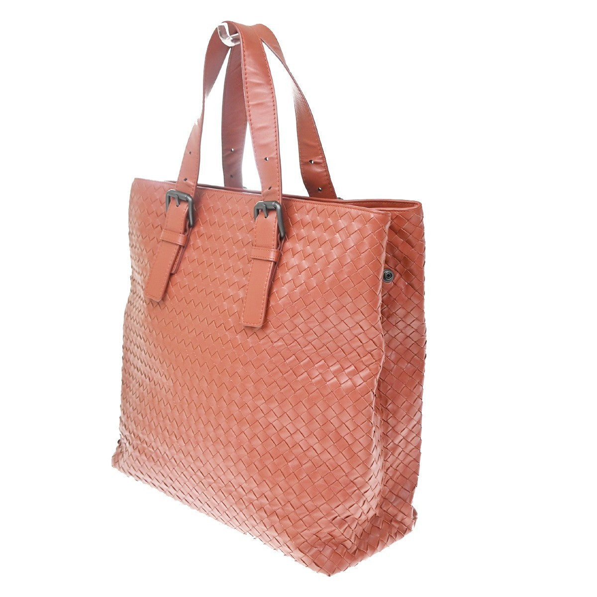 Bottega Veneta Belted Tote Intrecciato Nappa, Red, Leather, Tote Bag