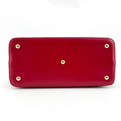 Gucci Signature Fold Over Guccissima Leather, Red, Leather, Tote Bag