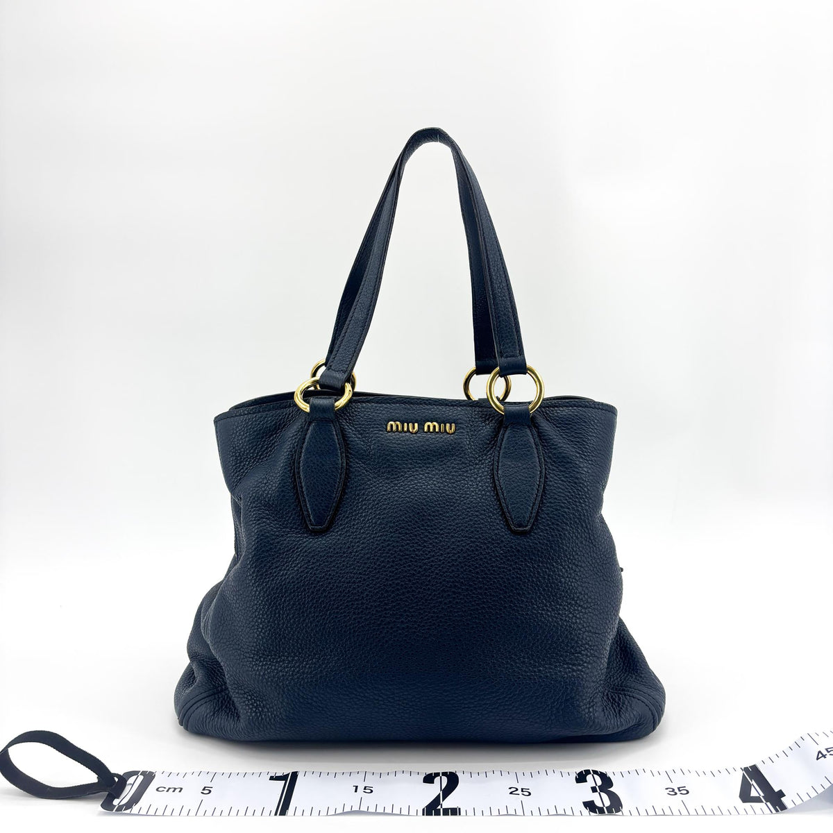 Miu Miu Phenix Convertible Leather, Navy, Leather, Tote Bag