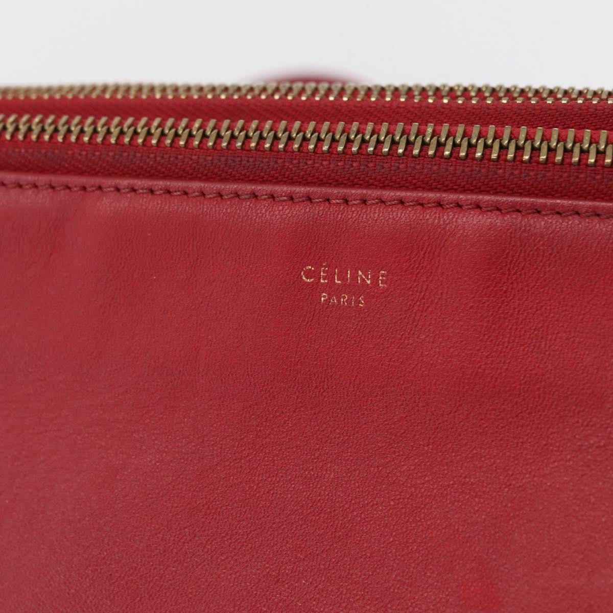 Celine Trio Leather, Red, Leather, Crossbody Bag