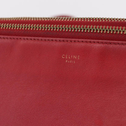 Celine Trio Leather, Red, Leather, Crossbody Bag