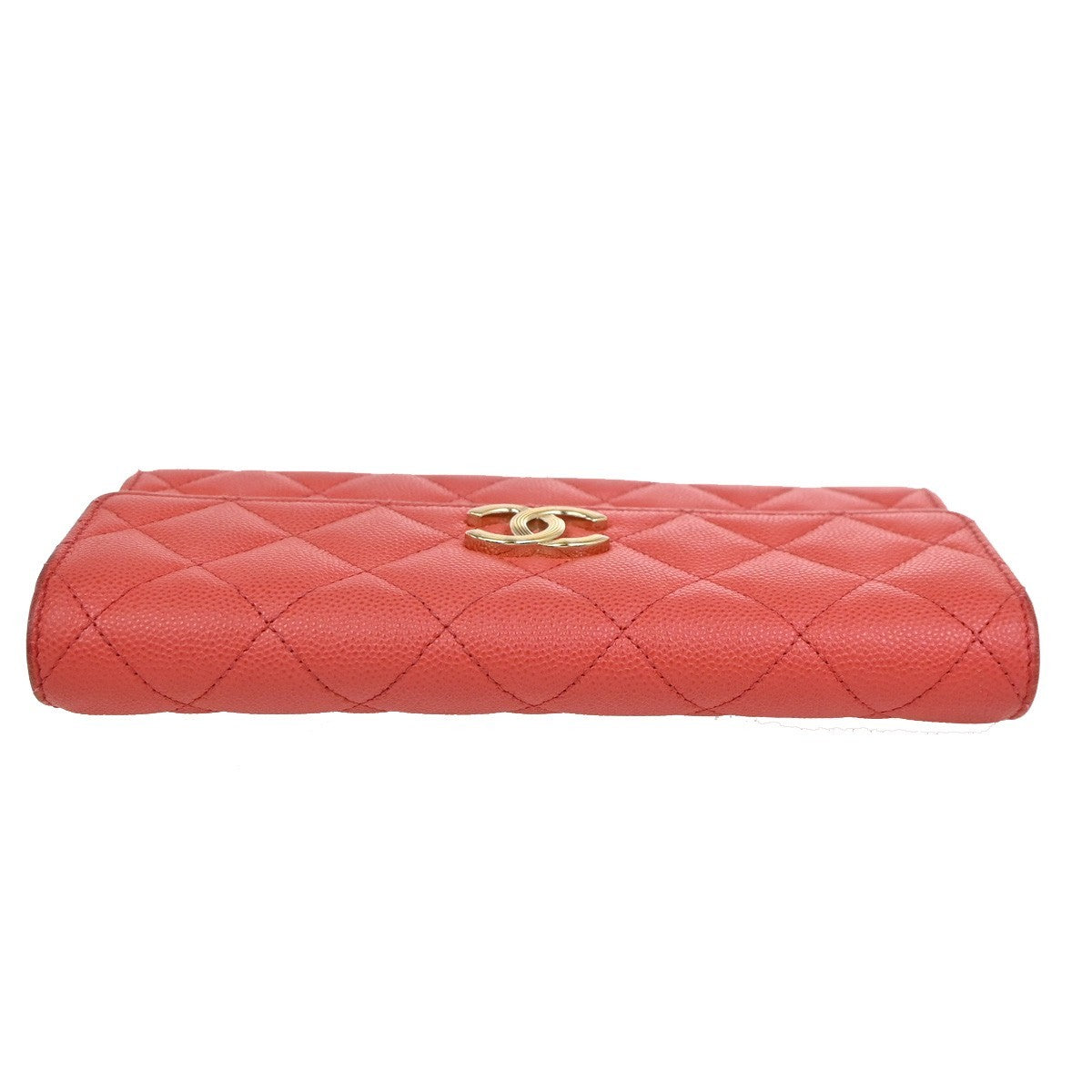 Chanel CC French Flap Quilted Calfskin, Red, Leather, Wallet