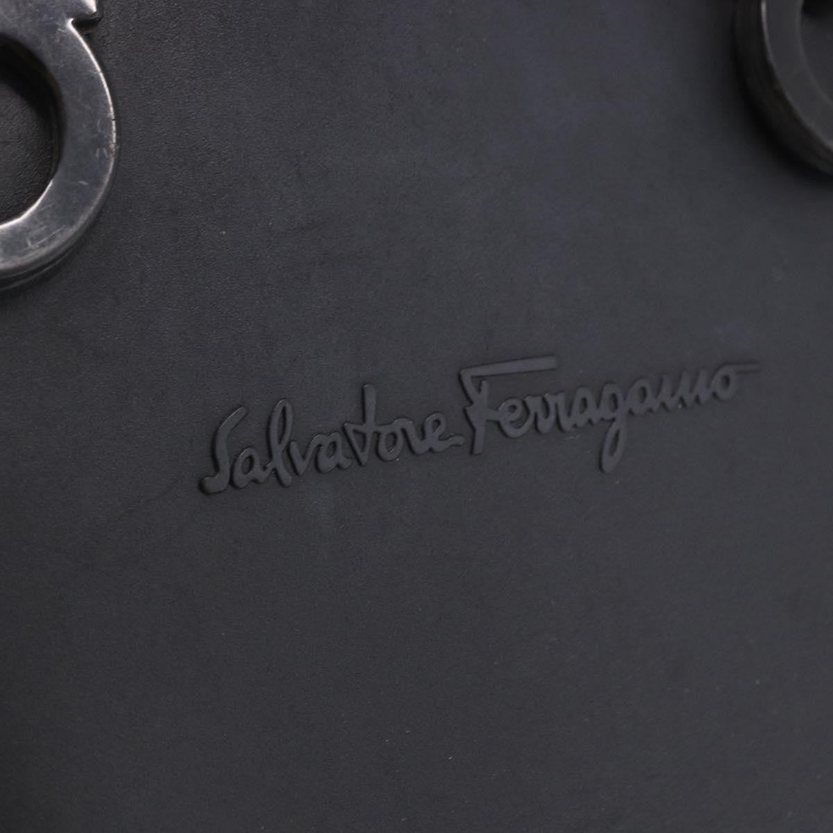 Salvatore Ferragamo Gancini Top Handle Leather, Black, Rubber, Handbag