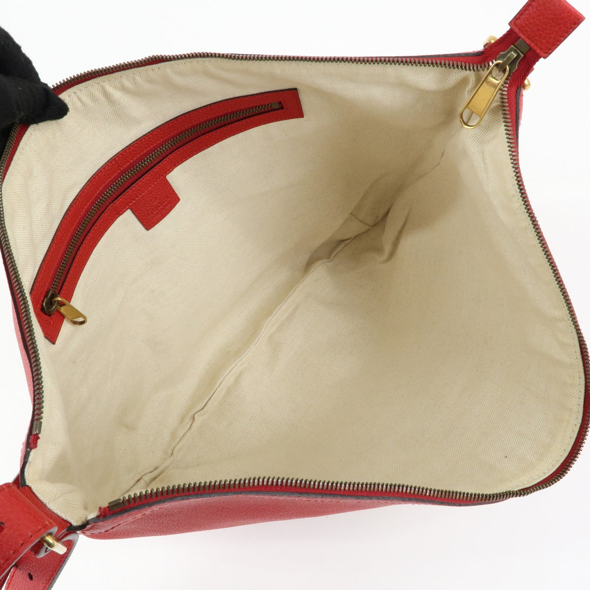 Gucci Logo Half-Moon Hobo Printed Leather, Red, Leather, Shoulder Bag