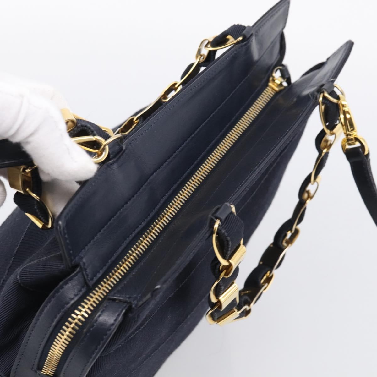 Salvatore Ferragamo Vala Canvas, Navy, Canvas, Shoulder Bag
