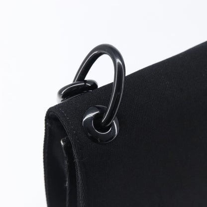Prada Plastic Chain Flap Bag Canvas, Black, Cotton, Shoulder Bag