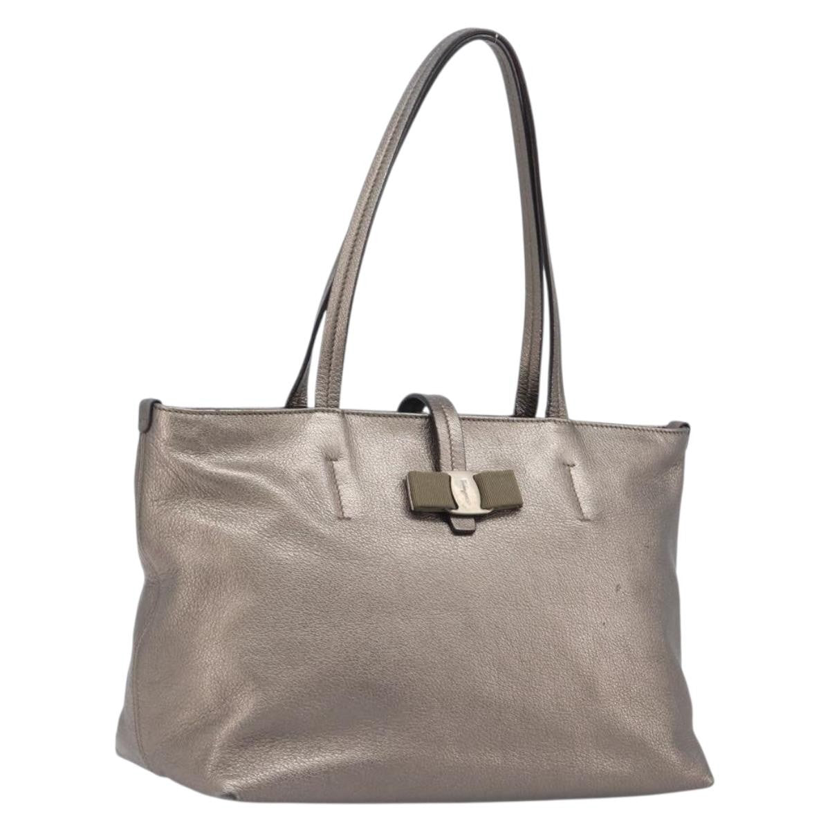 Salvatore Ferragamo Vala tote Leather, Silver, Leather, Tote Bag