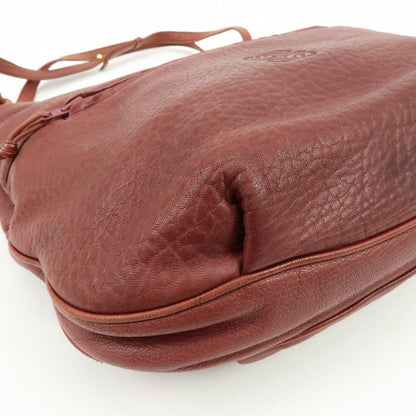 Loewe Anagram Leather, Burgundy, Leather, Tote Bag