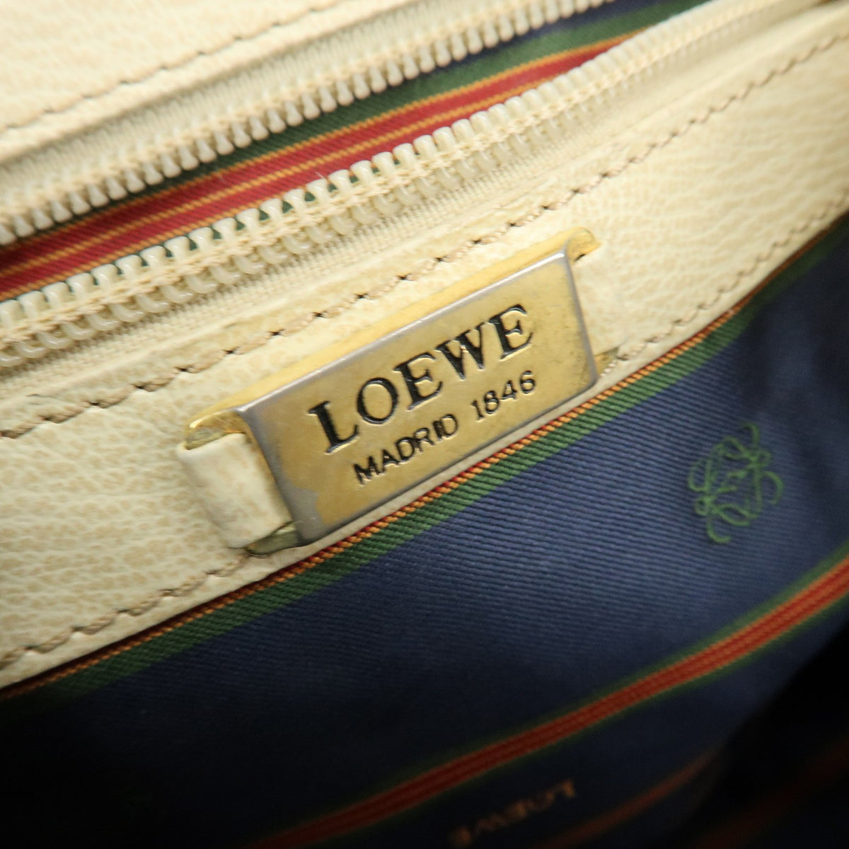 Loewe Vintage Velazquez Top Handle Leather, Beige, Leather, Handbag
