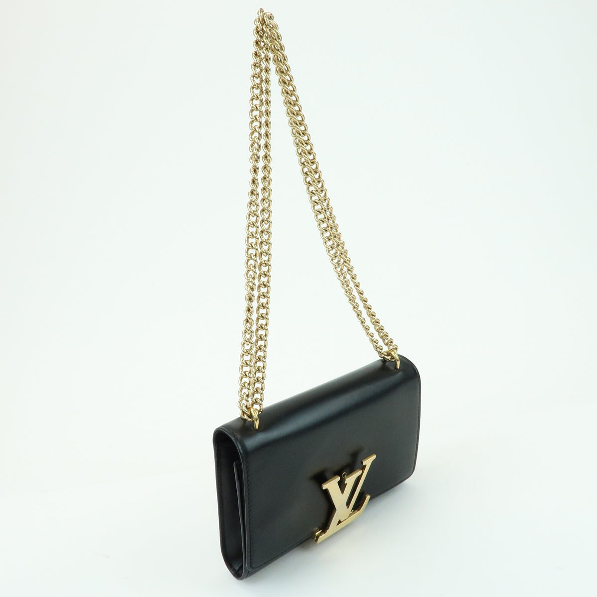 Louis Vuitton Chain Louise Clutch Leather, Black, Leather, Clutch