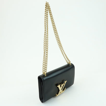 Louis Vuitton Chain Louise Clutch Leather, Black, Leather, Clutch
