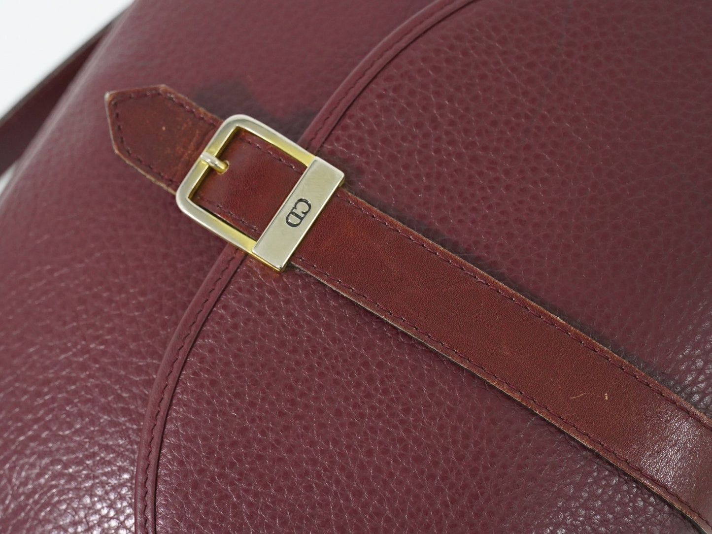 Christian Dior Vintage CD Flap Leather, Burgundy, Leather, Shoulder Bag