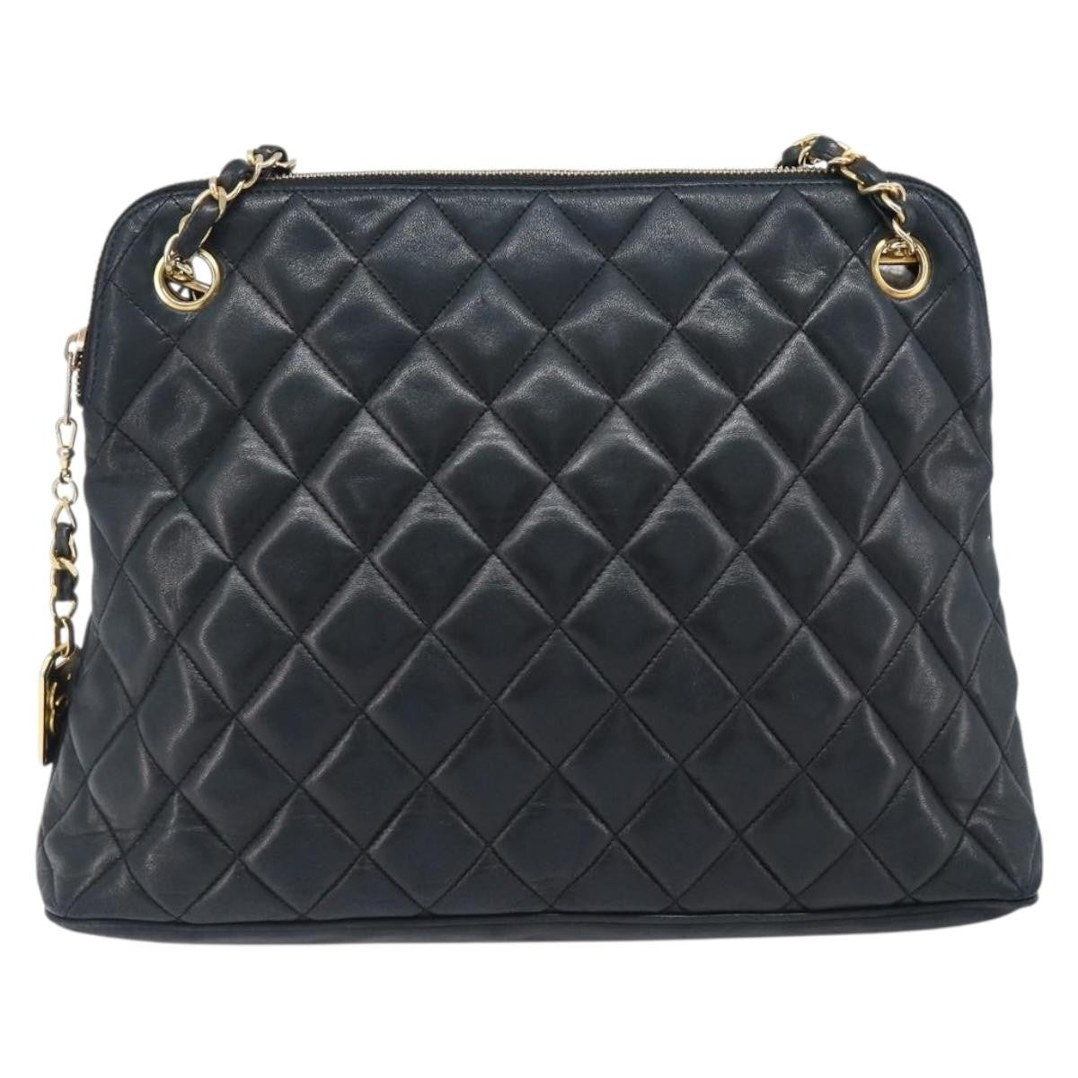Chanel Shoulder Quilted Leather, Black, Leather, Shoulder Bag