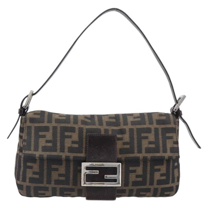 Fendi Mamma Baguette Zucca Jacquard Velvet, Brown, Canvas, Shoulder Bag