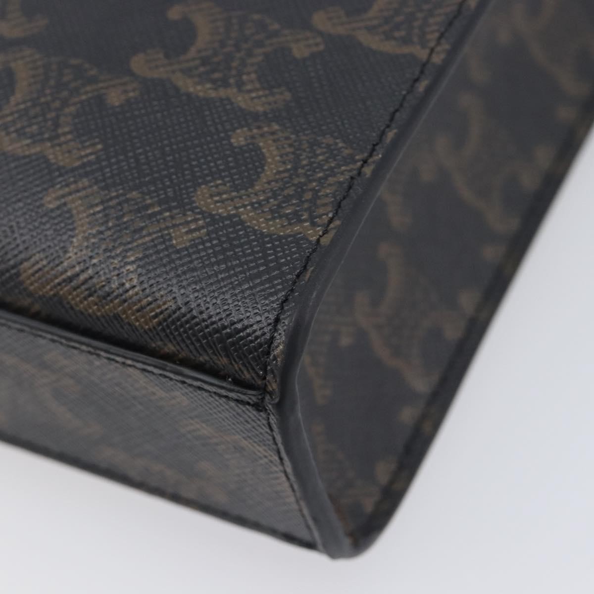 Celine Vertical Cabas Triomphe Coated Canvas, Black, Canvas, Tote Bag