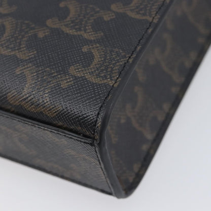 Celine Vertical Cabas Triomphe Coated Canvas, Black, Canvas, Tote Bag