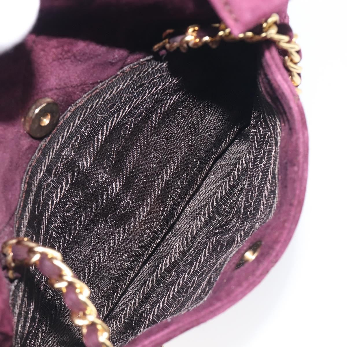 Prada Vintage Chain Flap Suede, Burgundy, Suede, Shoulder Bag