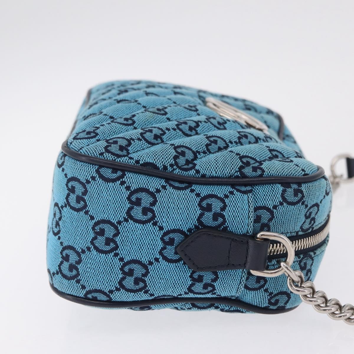 Gucci GG Marmont Multicolor Diagonal Quilted GG Canvas, Blue, Canvas, Shoulder Bag
